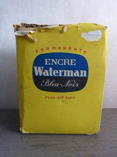 Grande Bouteille d&rsquo;encre Noire Waterman, Flacon, JIF Paris, reste 1/5 encre